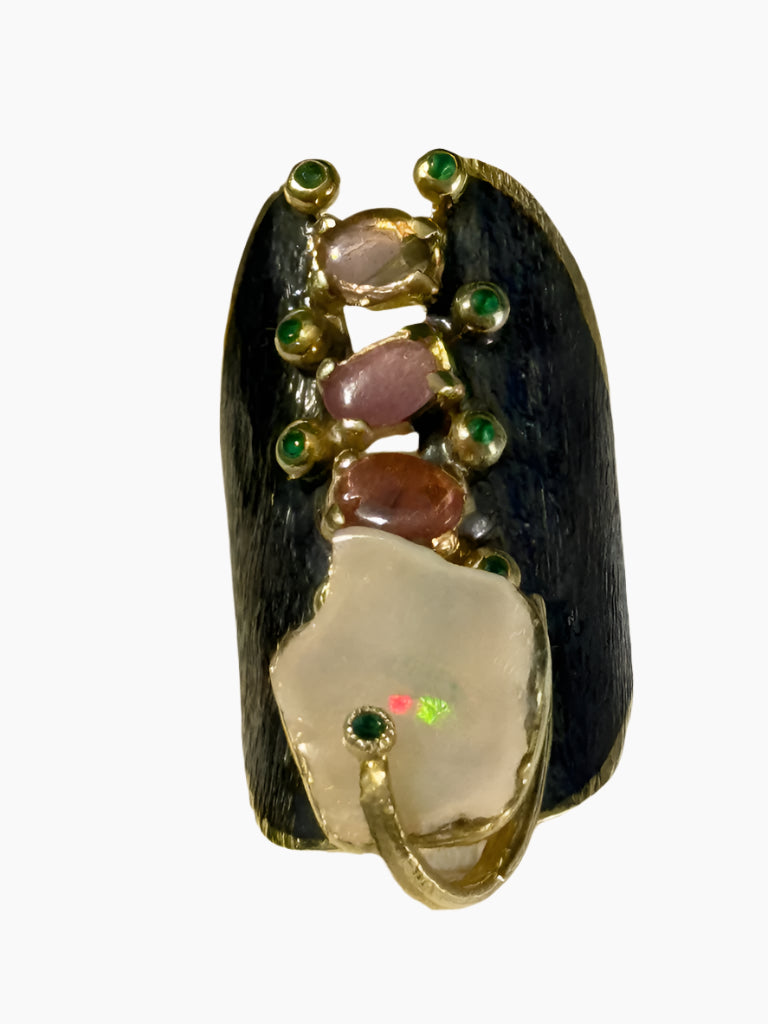 Fire Opal Studded Pink Tourmaline