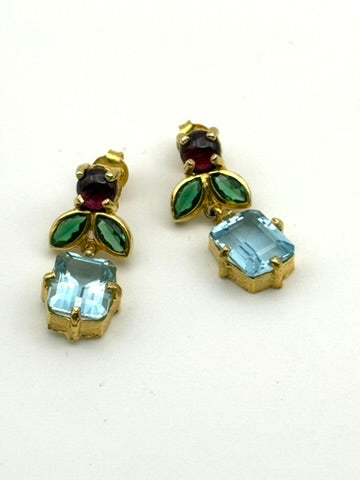 Topaz Flower Drop Earrings