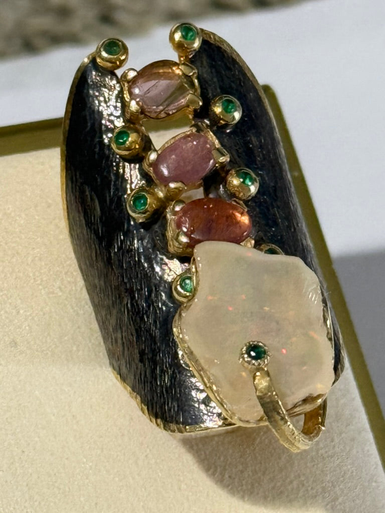 Fire Opal Studded Pink Tourmaline