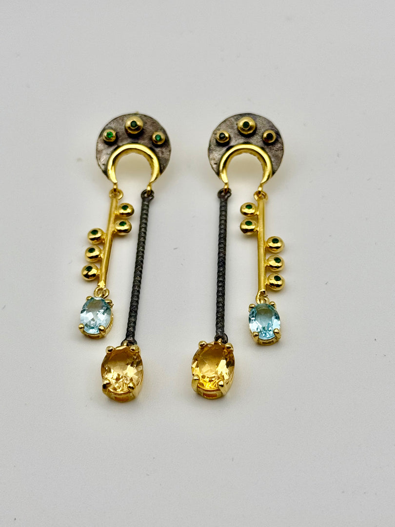 Stunning Blue Topaz & Citrine Dangles!