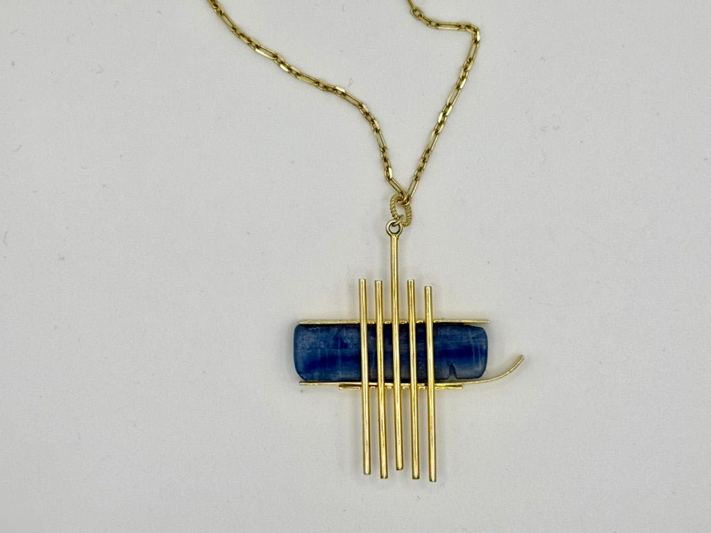 Five Gold Bar 18k Piece w Blue Lapis