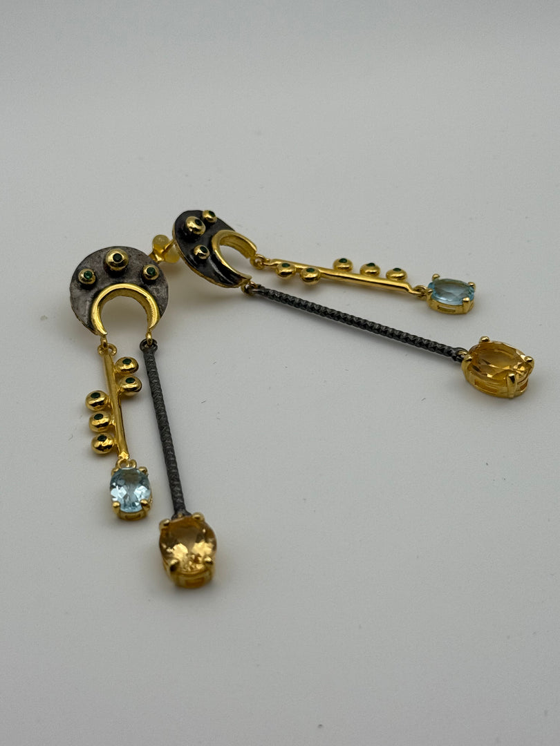Stunning Blue Topaz & Citrine Dangles!