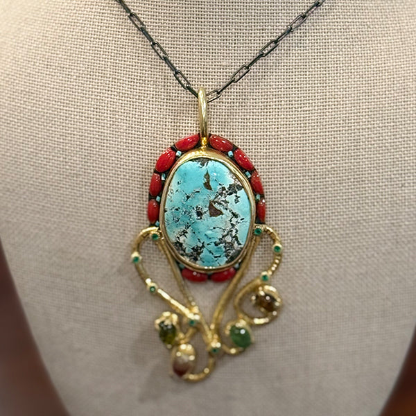 Tourquise, Red Coral w/ Tourmaline