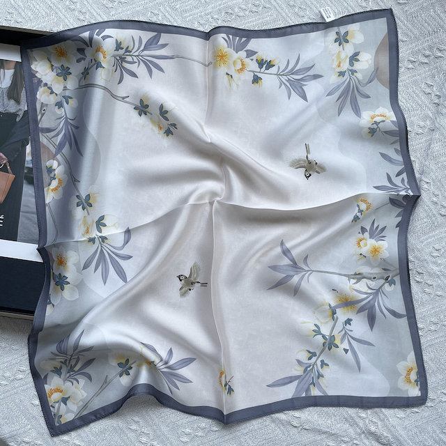 Soft Pearl Grey Silk Scarf
